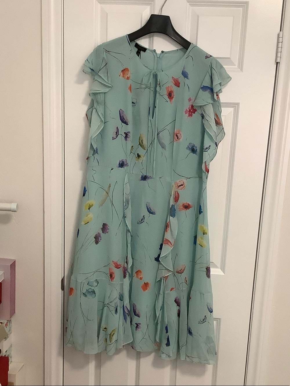 Escada Luxury Silk Ruffle Midi Dress
